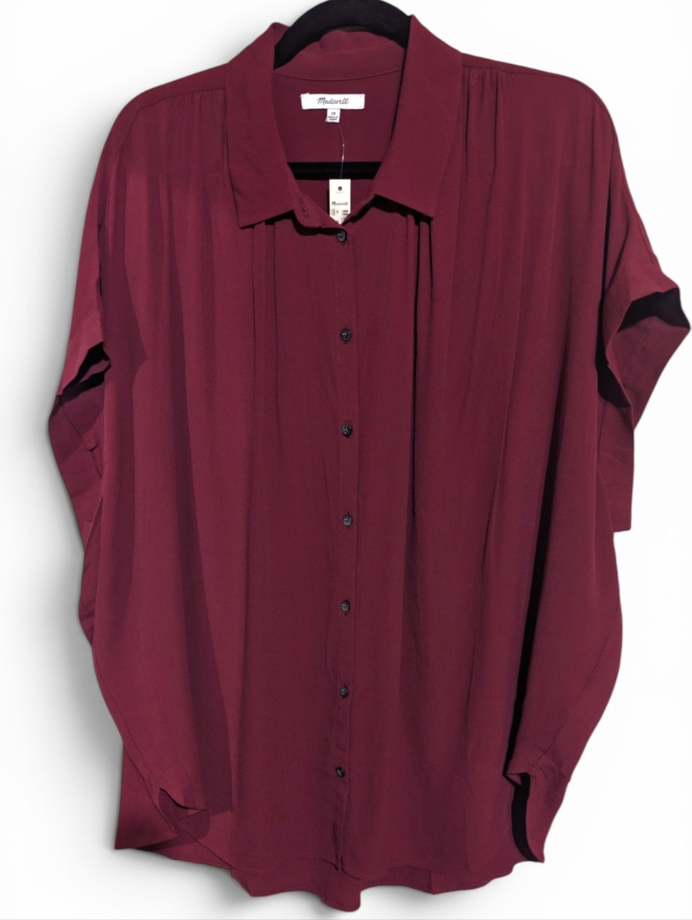 ​🍷 NWT Madewell Central Shirt in Cabernet Plus Size 2X Batwing Burgundy🍷